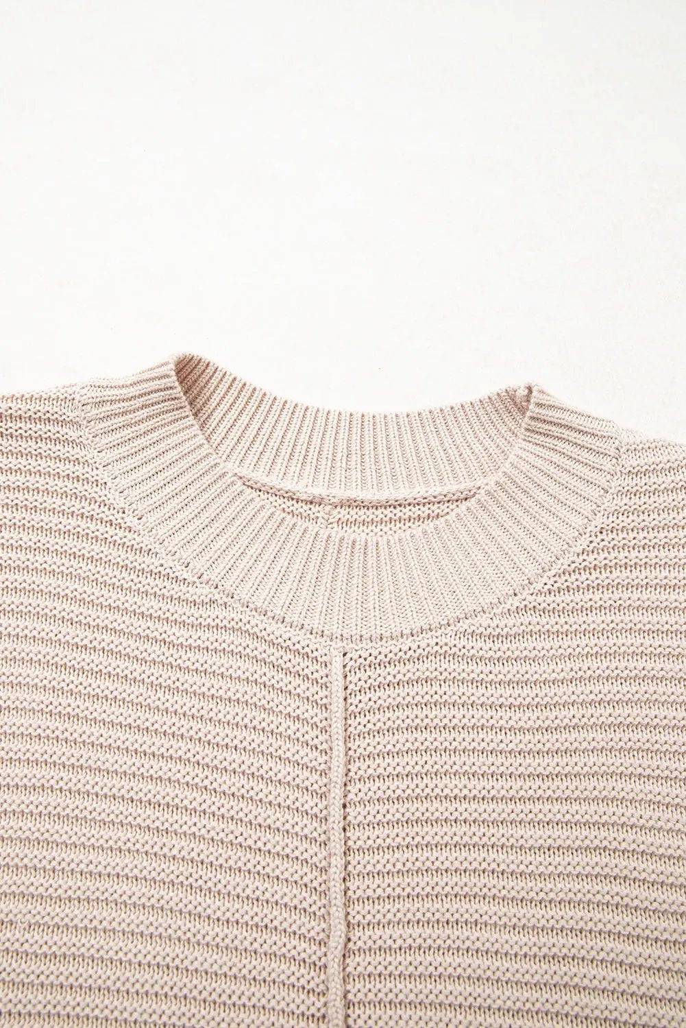 Premium Parchment Mixed Texture Patchwork Knitted Puff Sleeve Sweater Dear-Lover Dropshipping